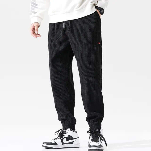 Men's workwear sports corduroy casual pants - Black
