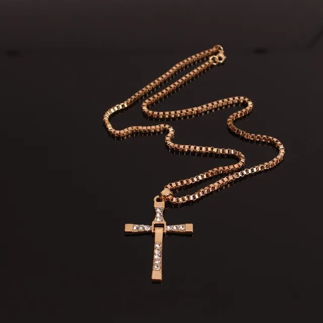 Cross necklace hip hop men's necklace - Gold
