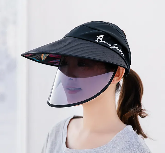 Anti-foam hat men and women sun hat sunscreen cap - Black