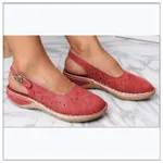 Hollow women's tendon bottom flat women sandals - Red