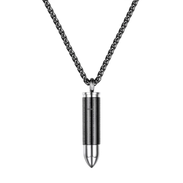 Titanium steel jewelry domineering couple models bullets cross necklace Black - Shop at LoveMi