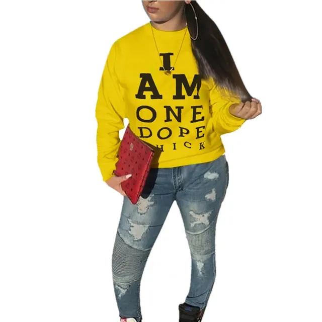 Fashion casual letter sweater sexy casual sweater - Yellow