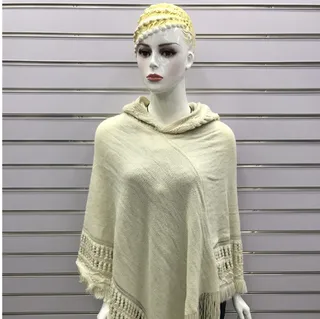 Hollow tassel cloak shawl - Beige