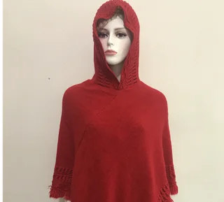 Hollow tassel cloak shawl - Red