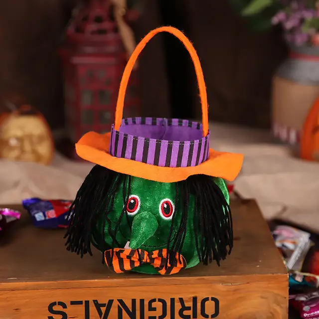 Cute Halloween Candy Bag Halloween Pumpkin Pattern Portable Handbag Cosplay Props Gift Basket Kids Gifts Witch - Shop at LoveMi