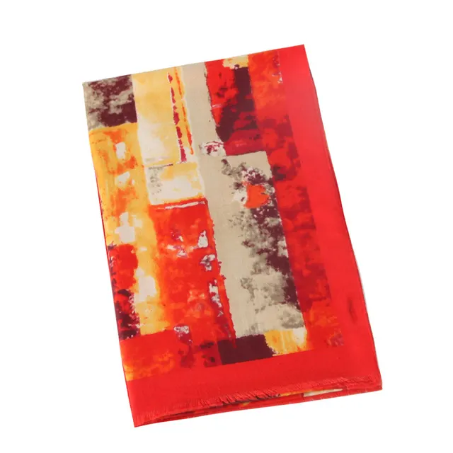 Double faced Satin graffiti brick printed scarf - Orange