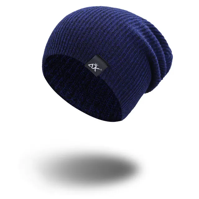 Woolen cap with stripes in autumn and winter Navy Blue - Shop at LoveMi
