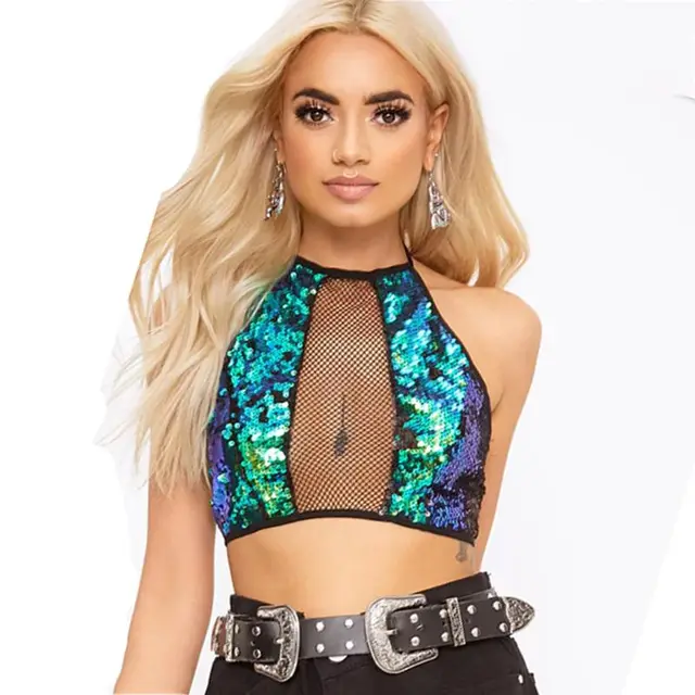 Green Sequin Sexy Crop Top - Shop at LoveMi