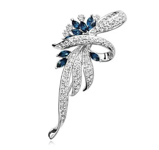 Korean version of female jewelry crystal brooch brooch - Blue