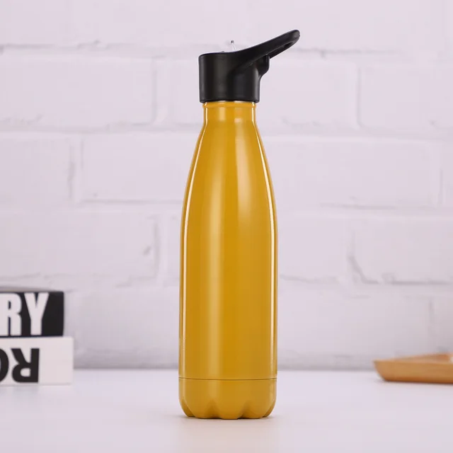 Stainless steel outdoor sports bottle - Yellow