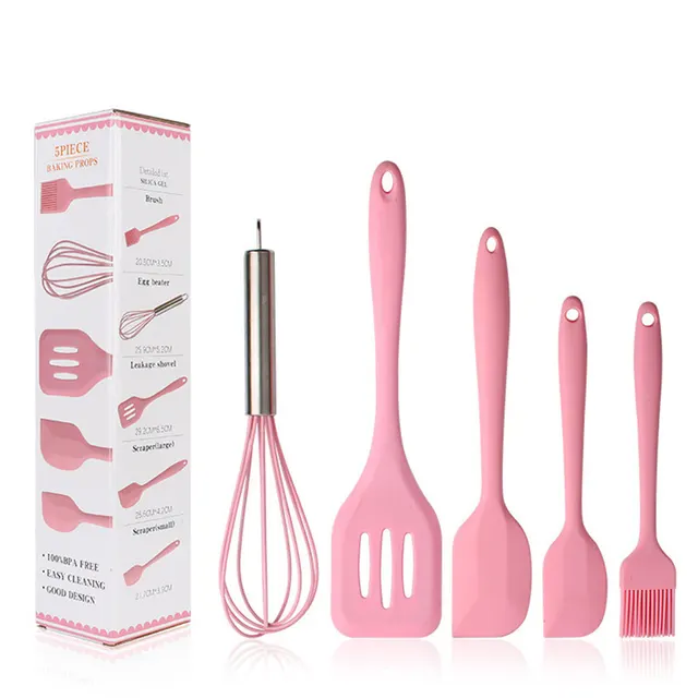 5-piece silicone kitchenware set - Pink