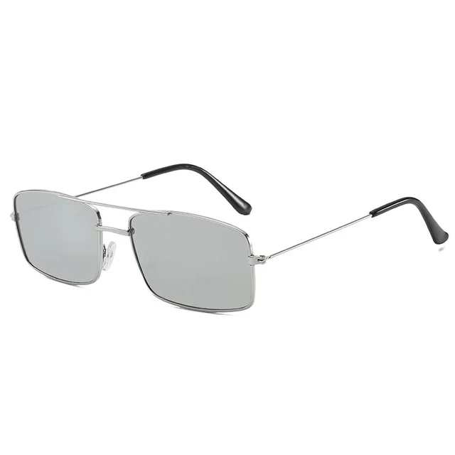 Retro square double beam glasses Sliver - Shop at LoveMi