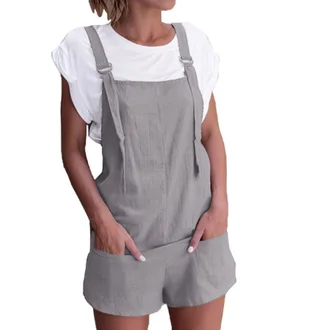 Youthful Cotton Overall Shorts 4 Colors - Grey