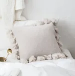 Bohemian Knitted Cushion Cover with Fringe - Beige