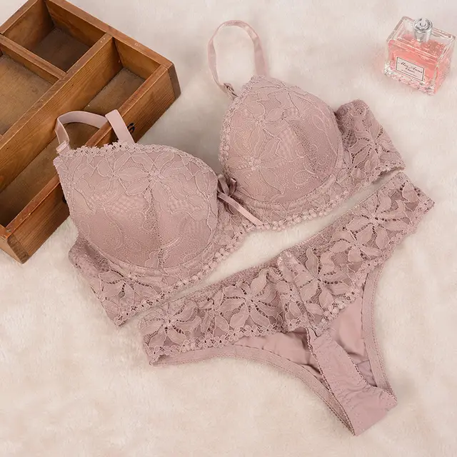 Lace Thong Set - Grey