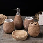 European Style Ceramic Bathroom Five-piece Set - Dark Brown