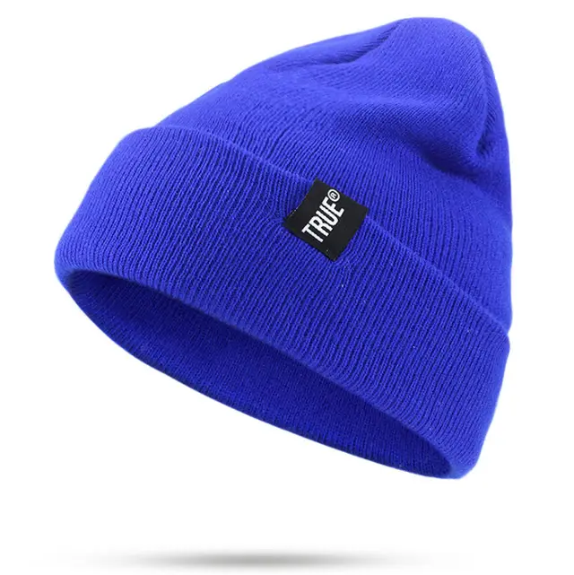 TRUE autumn and winter warm woven standard knitted hat ski caps headband cloth wool hat Blue - Shop at LoveMi