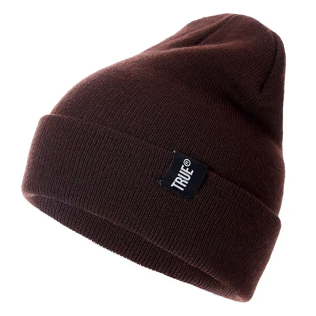 TRUE autumn and winter warm woven standard knitted hat ski caps headband cloth wool hat - Brown