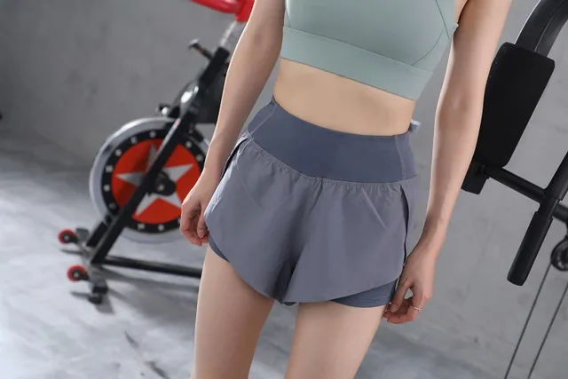 Quick-drying fake two-piece fitness pants - Grey