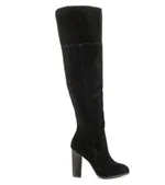 Sheepskin over the knee boots 33-43 professional custom tube round with high heels - Brown