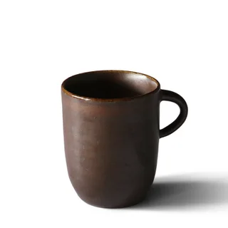 Handmade stoneware coffee cup set - Brown