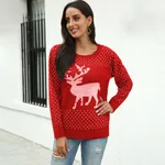 Fawn jacquard christmas sweater - Red