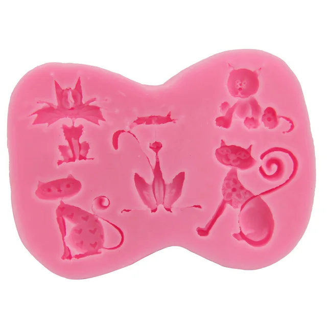 Moule a Patisserie Biscuits ou Chocolats Chats - 8.5Cm Pink