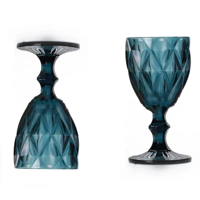 Vintage embossed petal glass Blue - Shop at LoveMi