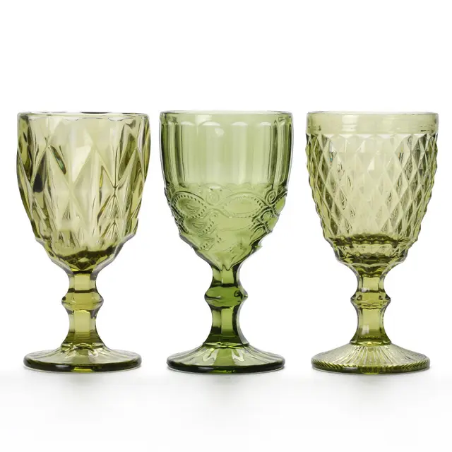 Vintage embossed petal glass - Green