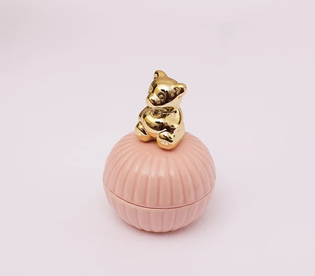 Ring Bracelet Ceramic Jewelry Box - Golden Bear