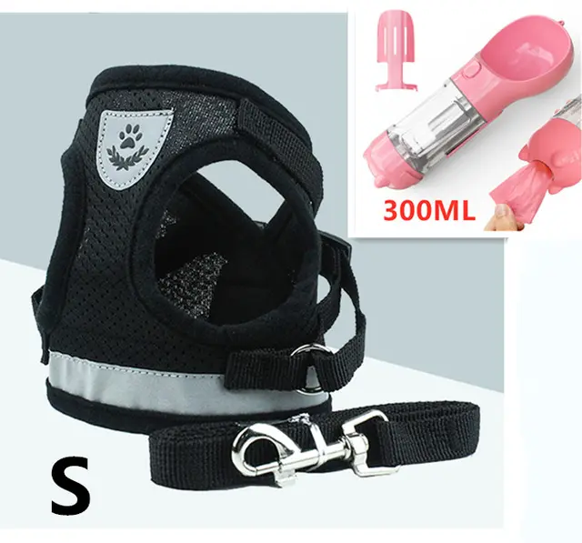Pet Leash Breathable Mesh Chest Back Black Set - Shop at LoveMi