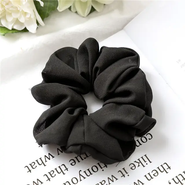 Simple solid color large intestine ring Black - Shop at LoveMi