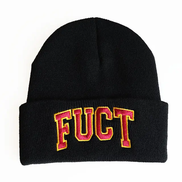 Billie Eilish embroidered FU knitted hat - Fuct Black