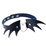 Punk style little devil PU leather collar bone collar - Dark Blue