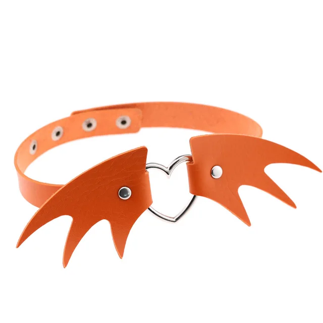 Punk style little devil PU leather collar bone collar - Orange