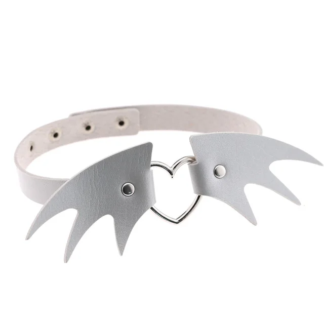 Punk style little devil PU leather collar bone collar - Silver