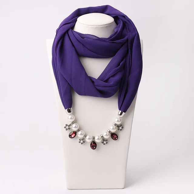 Pearl Necklace With Scarf Purple - Shop at LoveMi