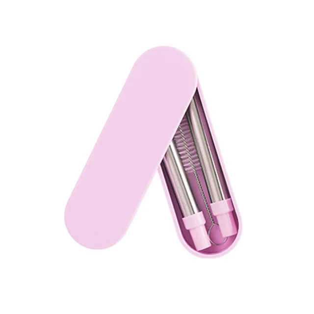 Stainless steel folding straw - Purple Pink