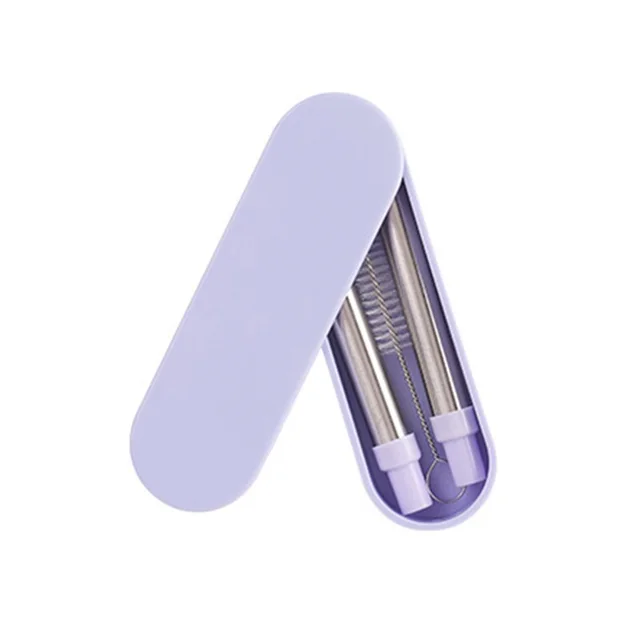 Stainless steel folding straw - Purple