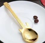 Guitar Coffee Spoon Set Stainless Steel Dessert Ice Cream Spoon Tea Spoon Coffee Accessories - Titanium Gold