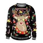 New Christmas round neck hoodie - Black
