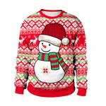 New Christmas round neck hoodie - Red