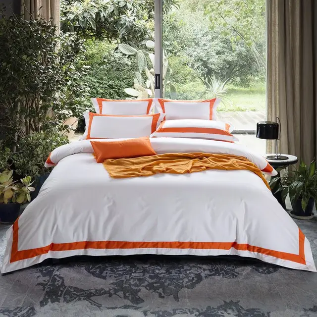 White four-piece hotel bedding cotton pure cotton European-style - G