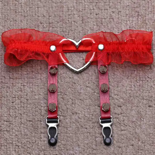 Sexy sexy peach heart garter belt - Red
