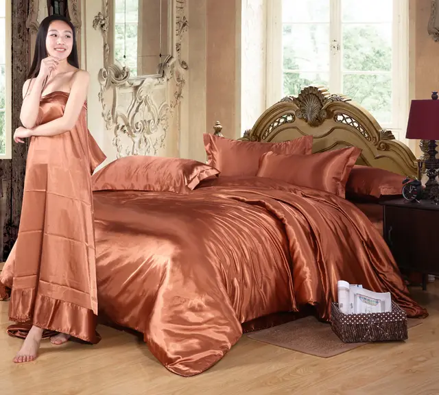 Silk ice silk four-piece suit - Brown