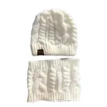 Autumn Winter Women's Hat Caps Knitted Warm ring Scarf Windproof Balaclava Multi Functional CC ponytail Hats Scarf Set For Women - White