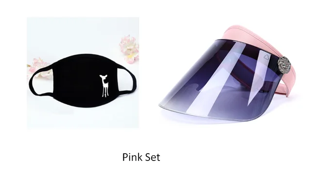 Anti-UV Sun Visor Hat - Pink Set