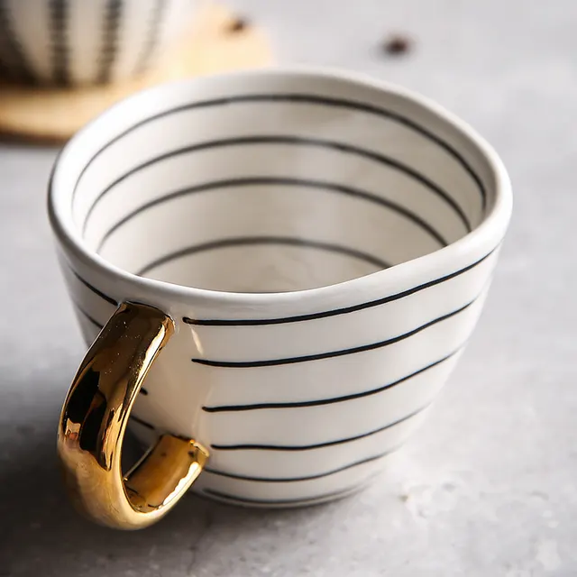 Nordic Irregular Mug - 5 Golden Handle