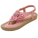Women's Flip Flops Sandals Flat Summer Shoes Woman Plus Size Casual Sandals Rhinestone Floral Sandalias - Floral - View 1