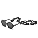 Personality Chain Sunglasses Exaggerated Octagonal Sunglasses - Black Black